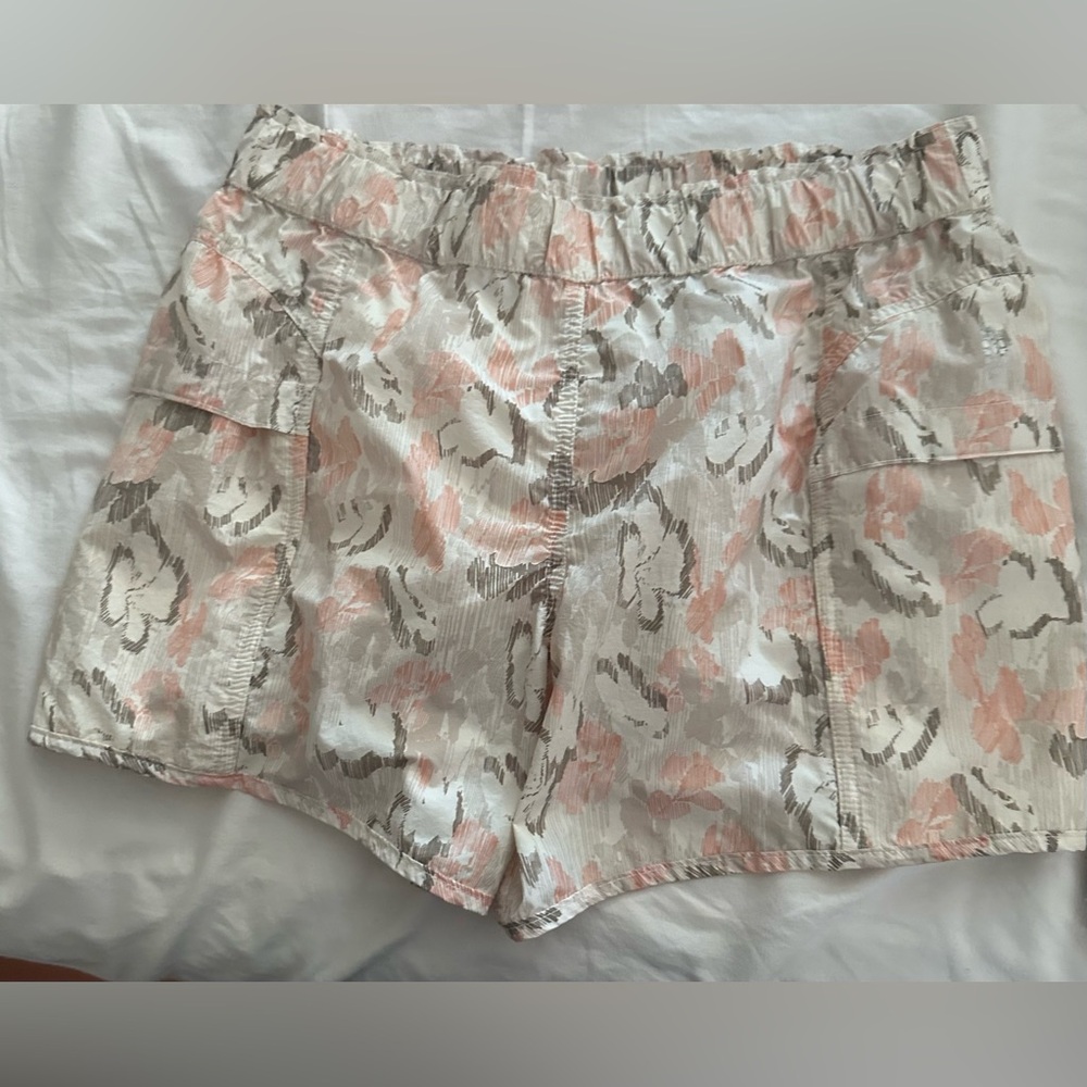 Pink and Gray Athletic Shorts with Elastic Waistband